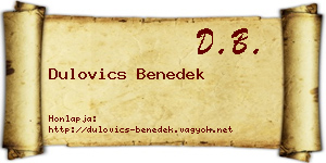 Dulovics Benedek névjegykártya