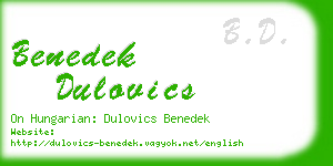 benedek dulovics business card
